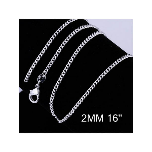 5pcs 925 Sterling Silver Plated 2mm Figaro Chain Necklace 16" 18" 20" 22" 24"